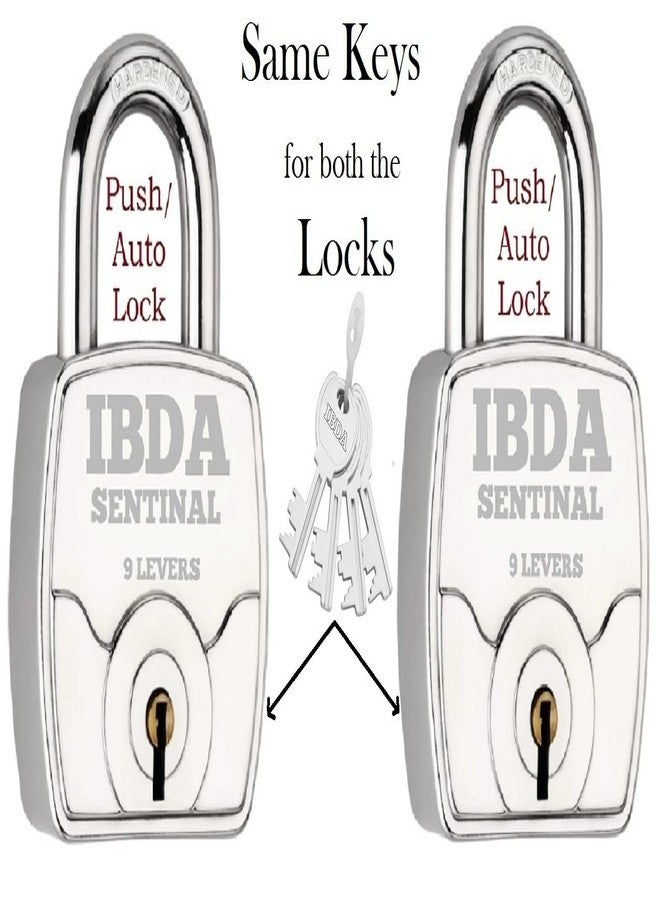 IBDA 2 Locks with Same Key | Multiple Locks with Single Key | Steel Body | Common Key Lock | Push Lock for Home, Shutter, gate, Door, kadi, Shop, Outdoor, Indoor | Same Key Lock Set of 2 with 4 Keys - Image 2